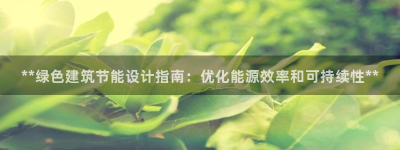 e尊国际是干什么的：**绿色建筑节能设计指南：优化能源效率和可持续性**