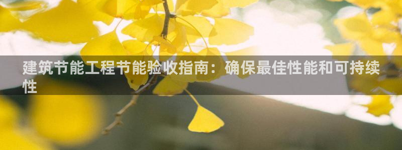 e尊国际网址：建筑节能工程节能验收指南：确保最佳性能和可持续
性