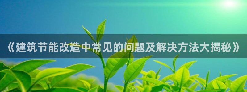 e尊国际-可可计划：《建筑节能改造中常见的问题及解决方法大揭秘》